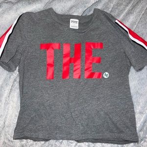 Pink Ohio State crop top.